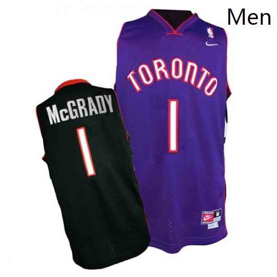 Mens Nike Toronto Raptors 1 Tracy Mcgrady Authentic BlackPurple Throwback NBA Jersey